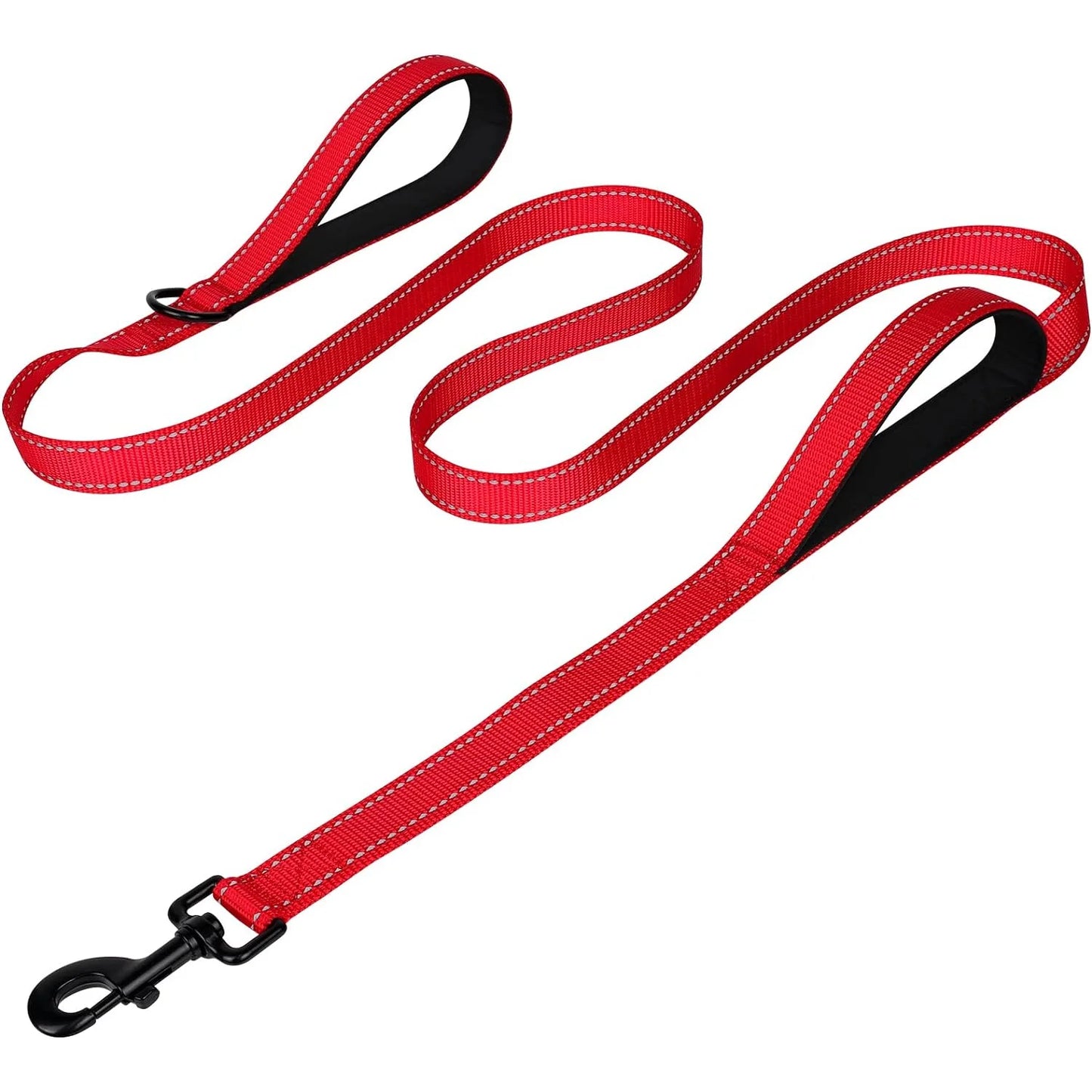 Heavy Duty Double Handle Dog Leash With Reflective Strips