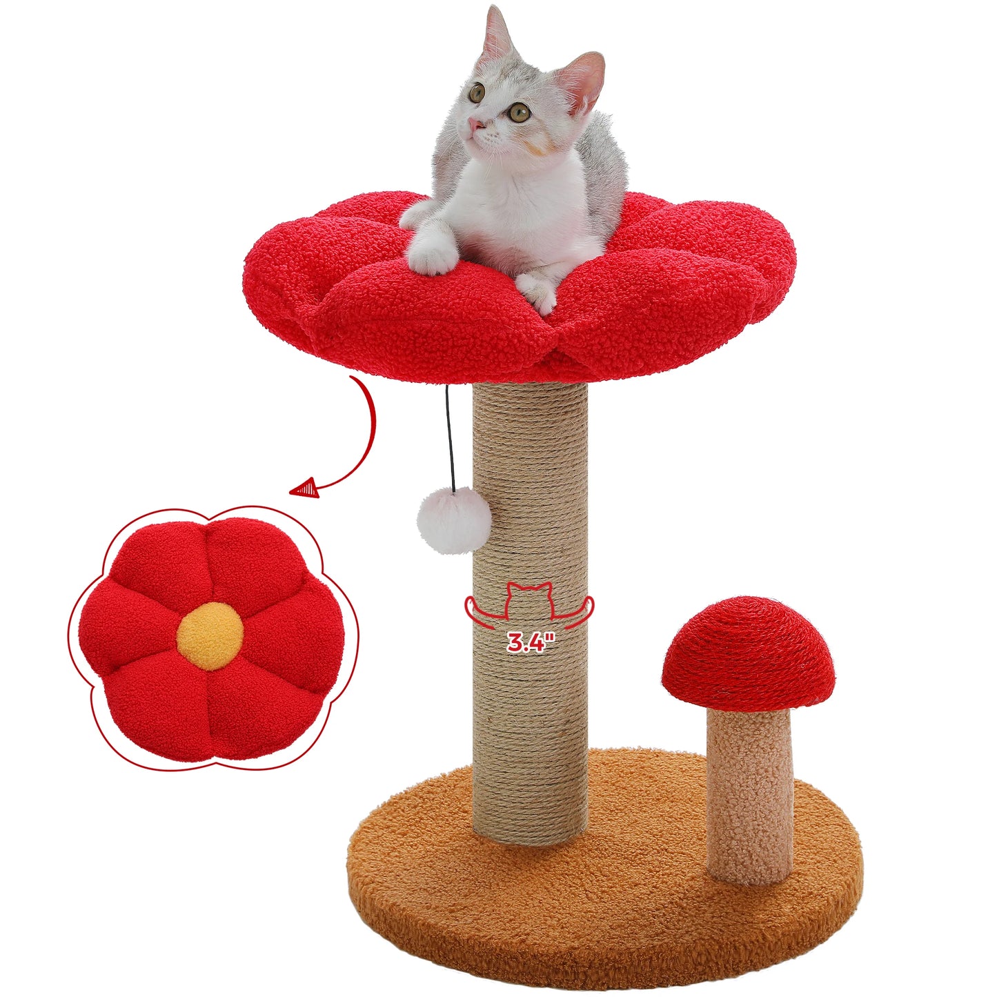 PAWZ Road Small Cat Scratching Posts With Removable Flower Bed