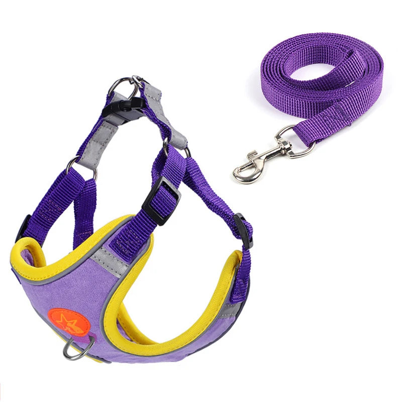 Reflective Mesh Dog Harness Vest With Traction Rope