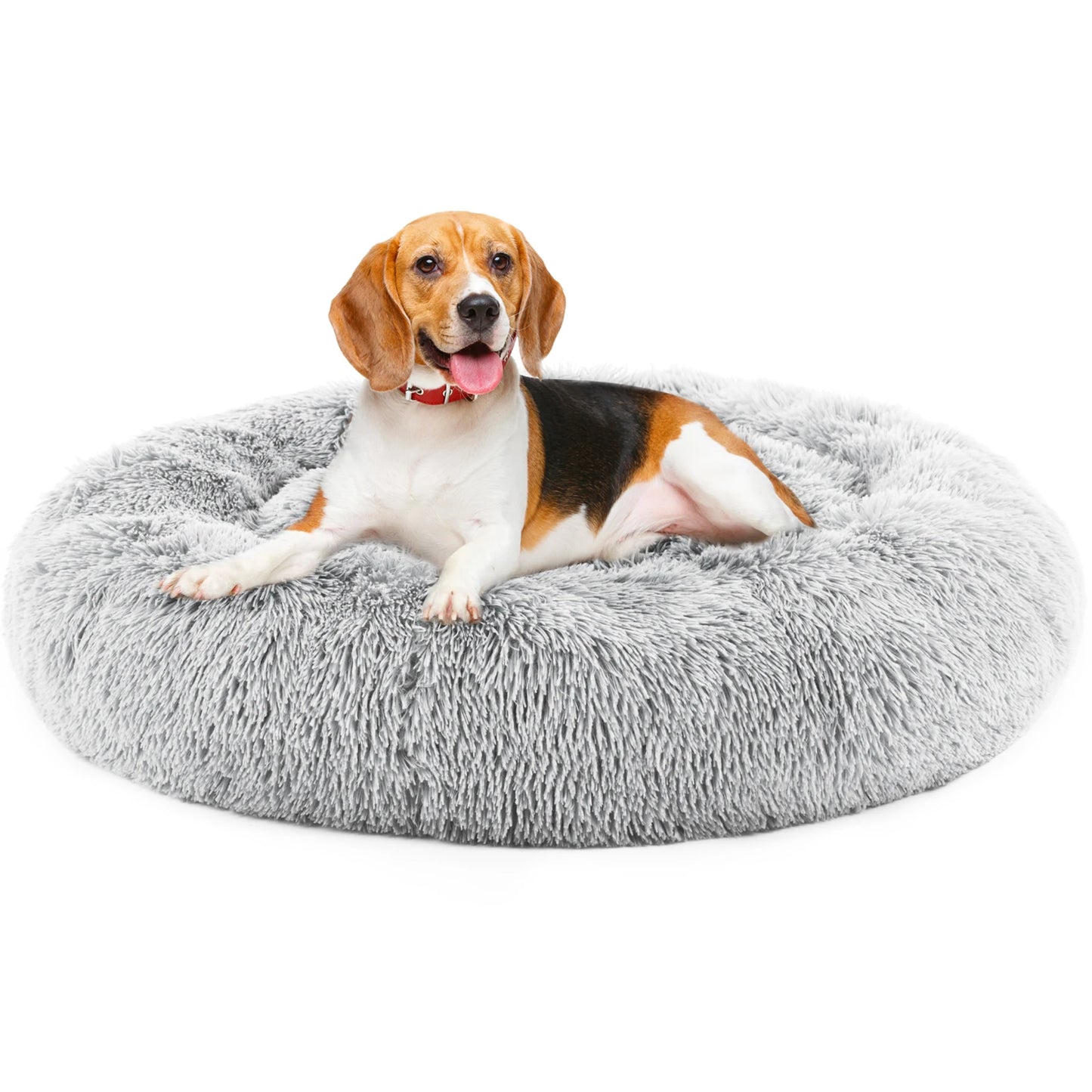 JHK Calming Anti Slip Round Plush Faux Fur Dog Bed