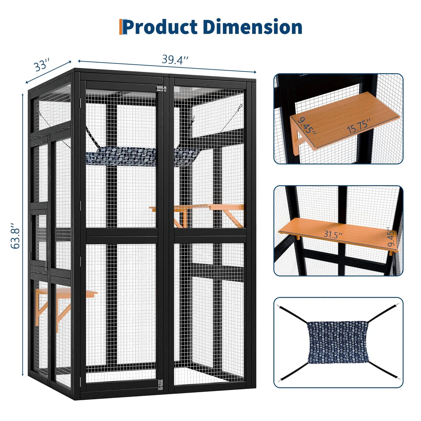 HiMISS Wooden Outdoor Catio Enclosure With Wheels And Weatherproof Roof