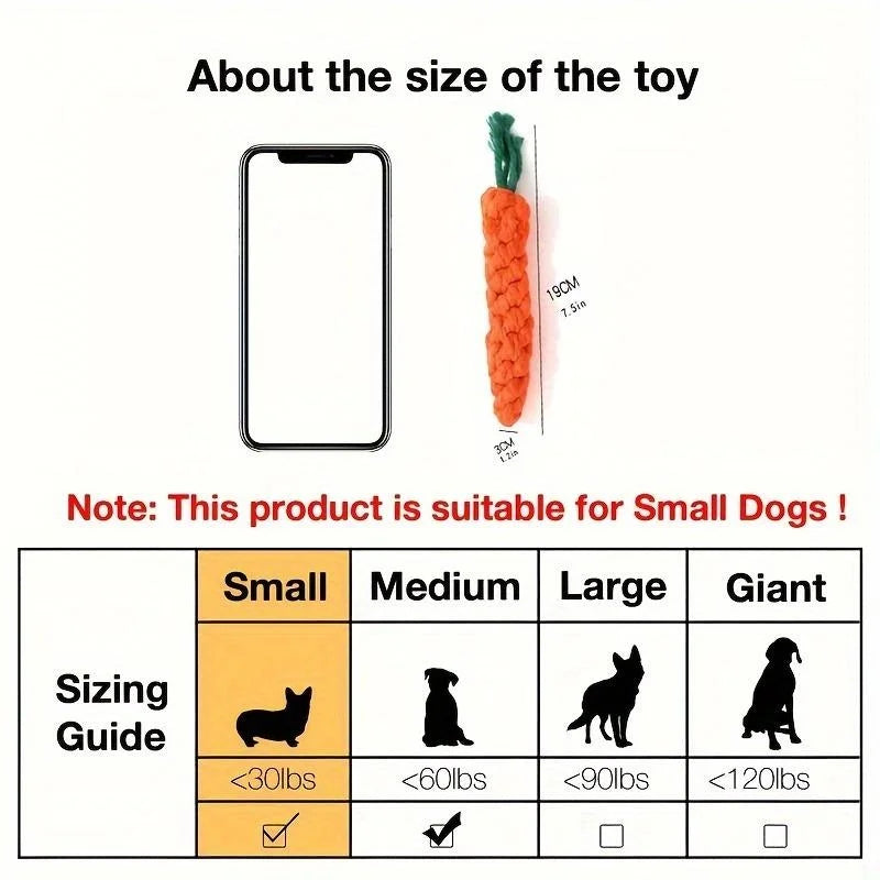 Pet Knot Toy CarrotShaped For Dogs And Cats Fleece Rope