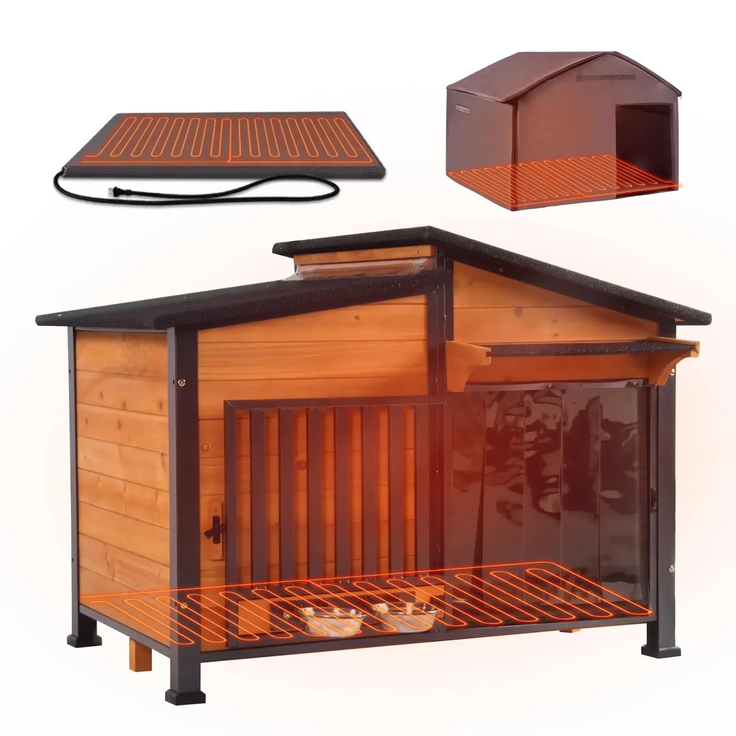 GUTINNEEN Outdoor Heated Dog House With Insulation And Pad