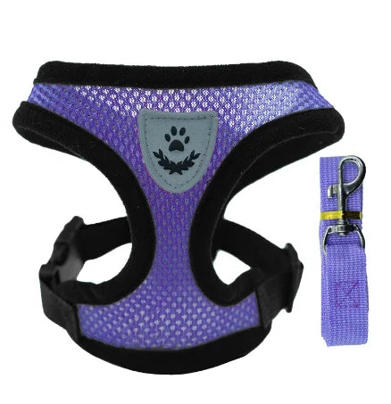 Cat Harness Vest With Leash Adjustable Polyester Mesh Dog Harness