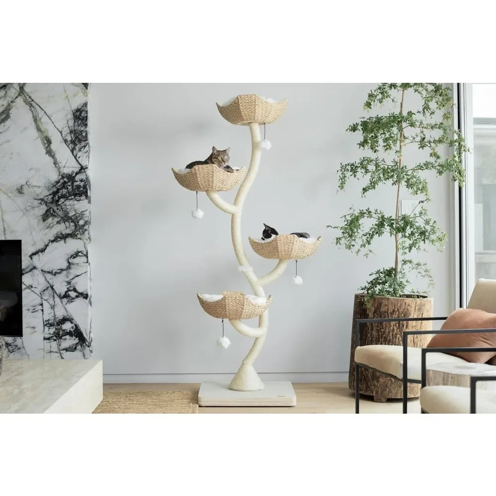 XMSJ Modern Cat Tree For Large Cats With Four Tiers