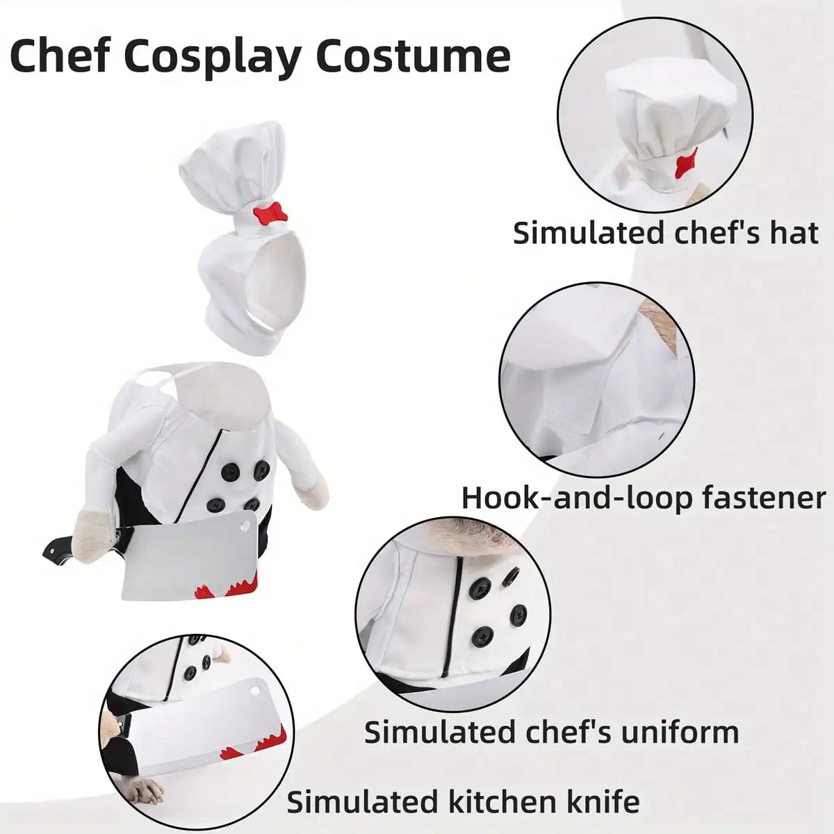 Dog Halloween Chef Costume Outfit With Matching Hat