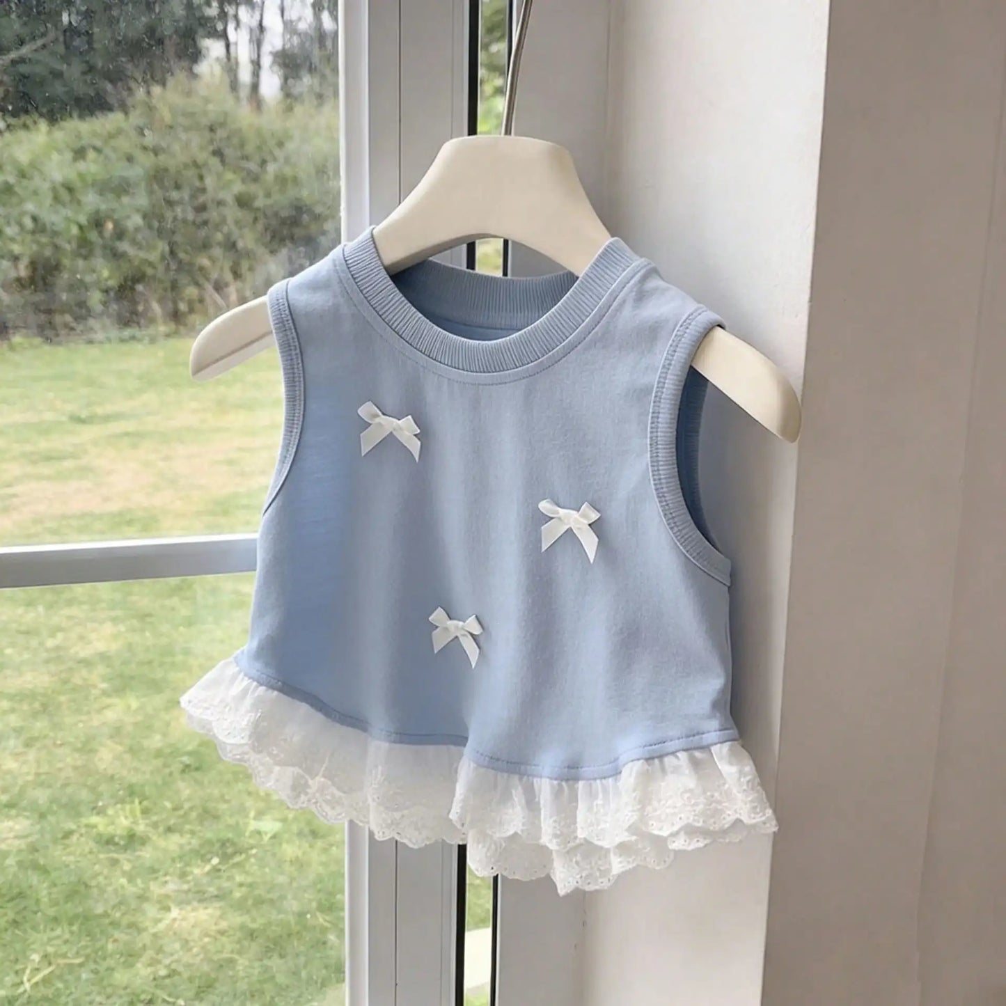XMSJ Dog Vest Shirt Lace Hem Bowknots Spring Outfit