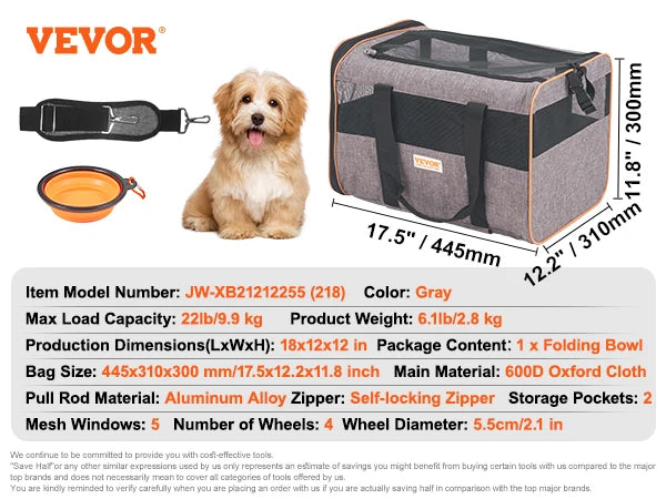 Pet Carrier Backpack With Telescopic Handle And Wheels