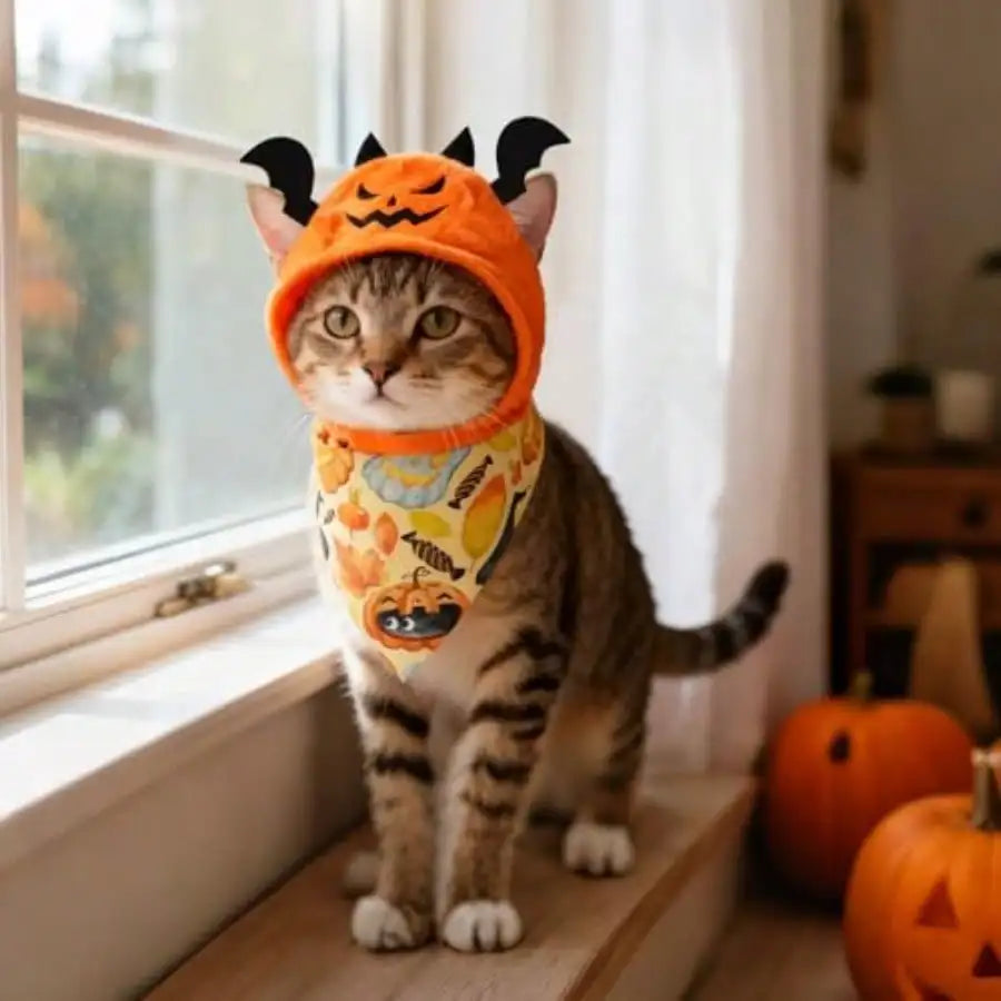 Halloween Pet Costumes Pumpkin Bat Styles With Decorative Scarves