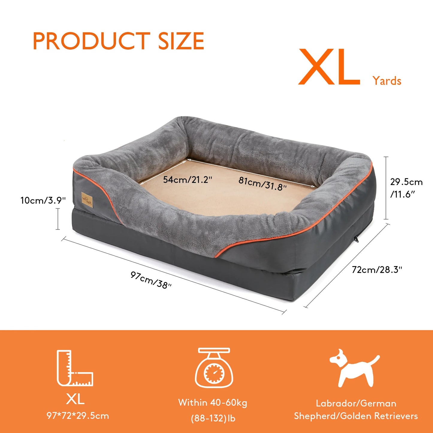 BINGOPAW Dog Bed With Waterproof Anti Allergy Removable Washable Cover