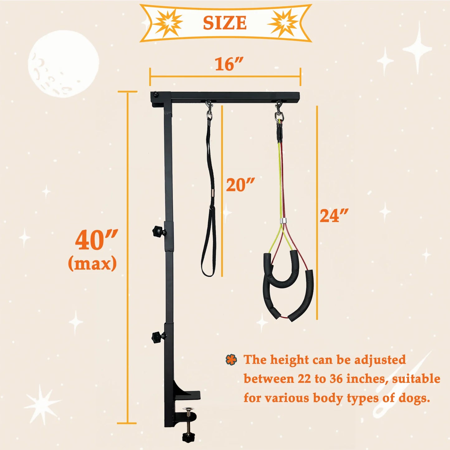 Adjustable Dog Grooming Arm With Clamp And Loops Set