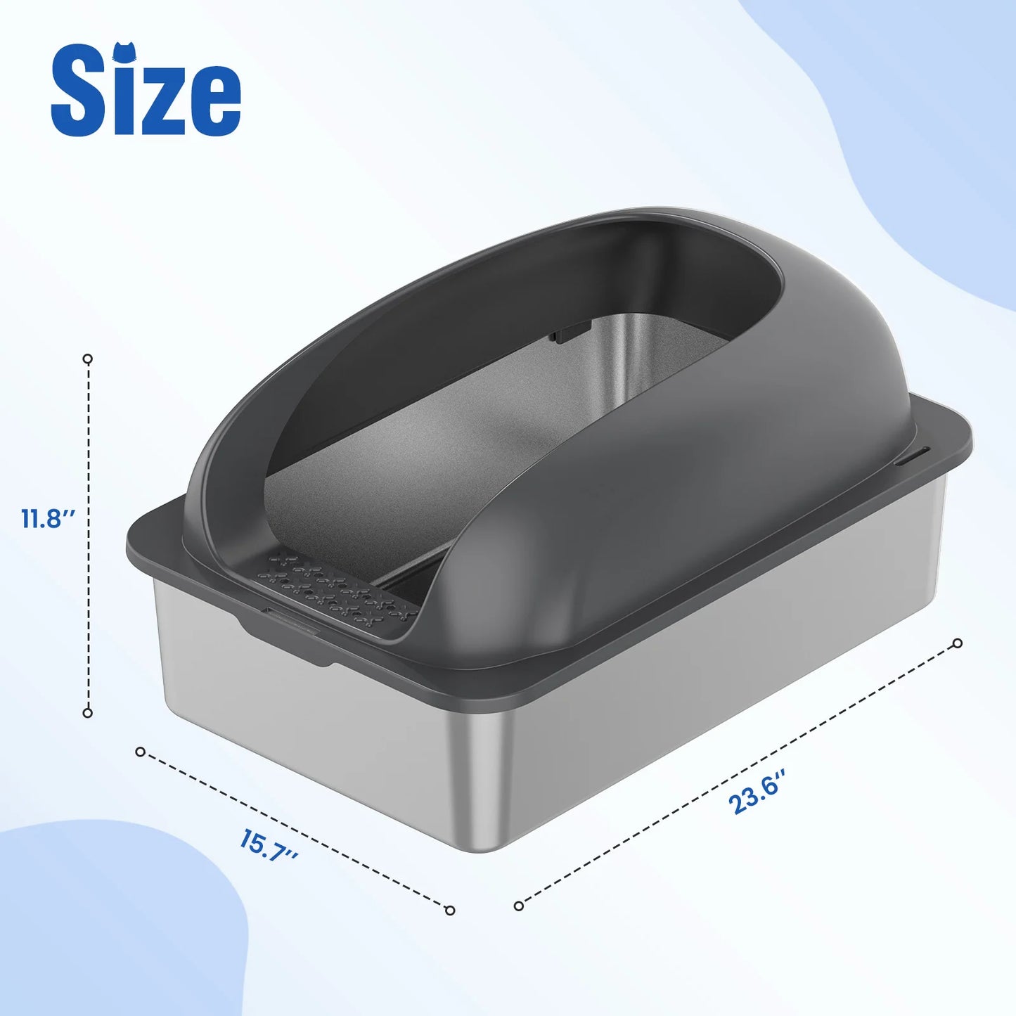 JHK Stainless Steel Cat Litter Box With Lid And Scoop