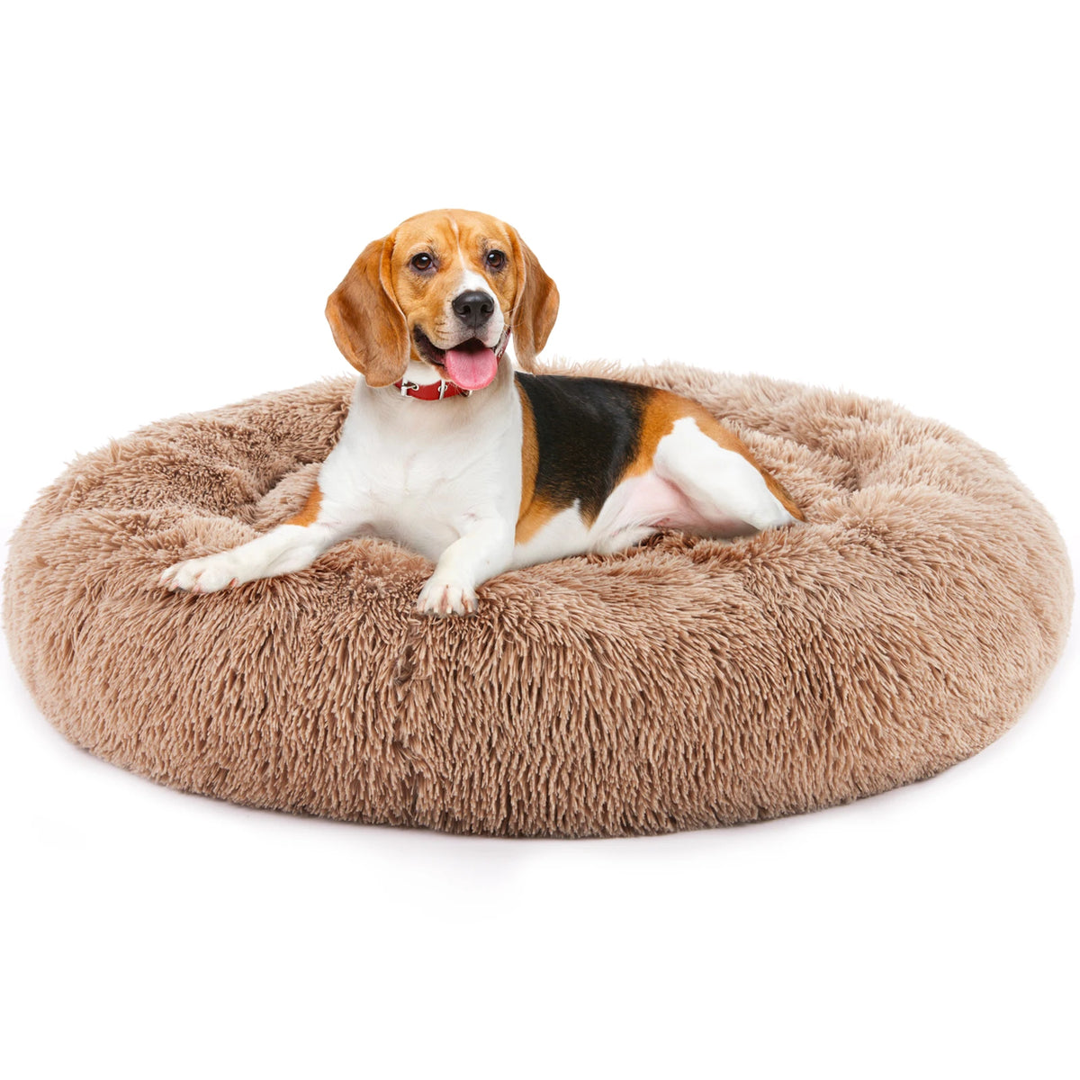 JHK Round Plush Calming Dog Bed Cozy Faux Fur Pad