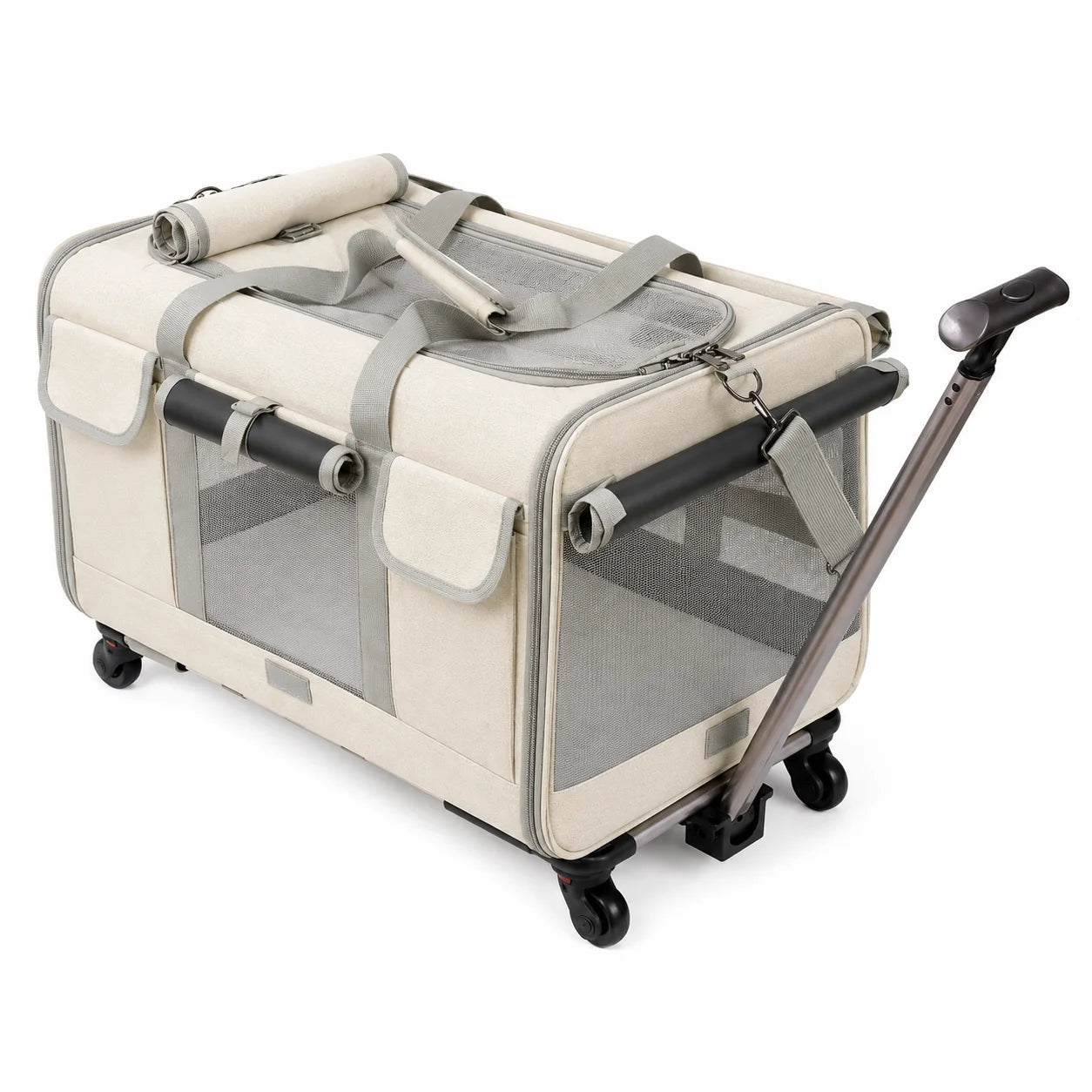 XMSJ Cat And Dog Carrier With Wheels For Travel Detachable Rolling Bag