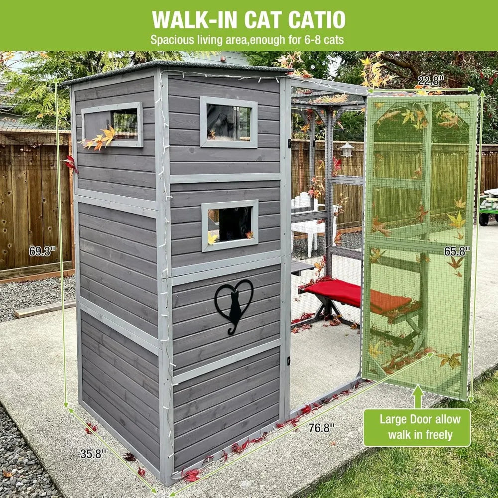 Outdoor Cat Enclosure With Window Weatherproof Cage