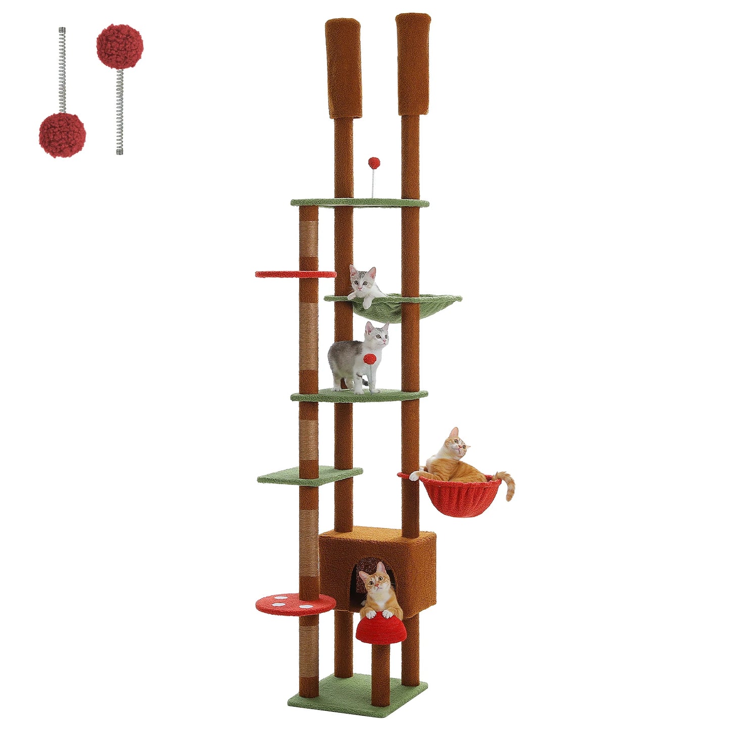 PAWZ Road Wooden Cat Tree With Hammock And Sisal Posts