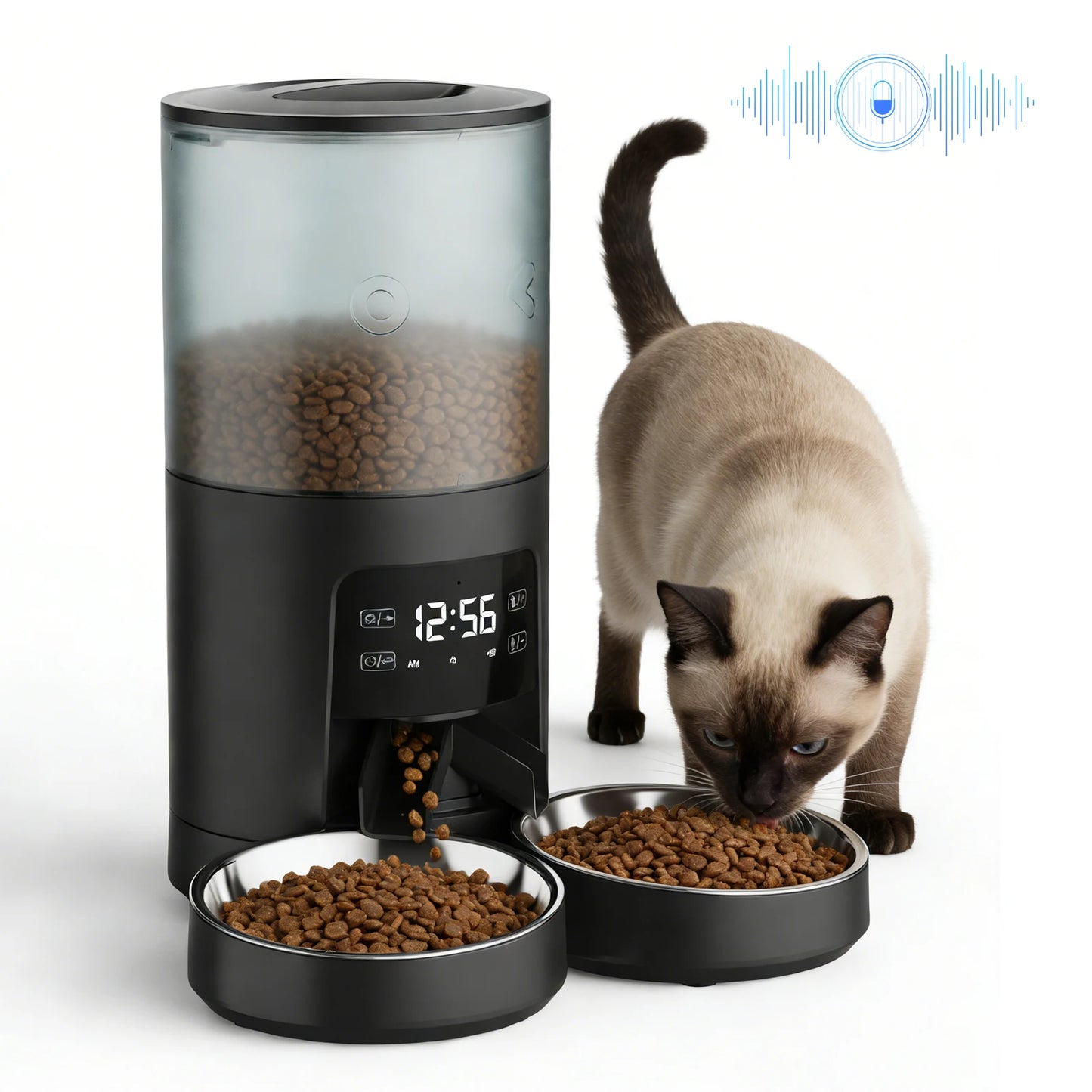 JHK Automatic Pet Feeder With Dual Bowls Timed Dispenser