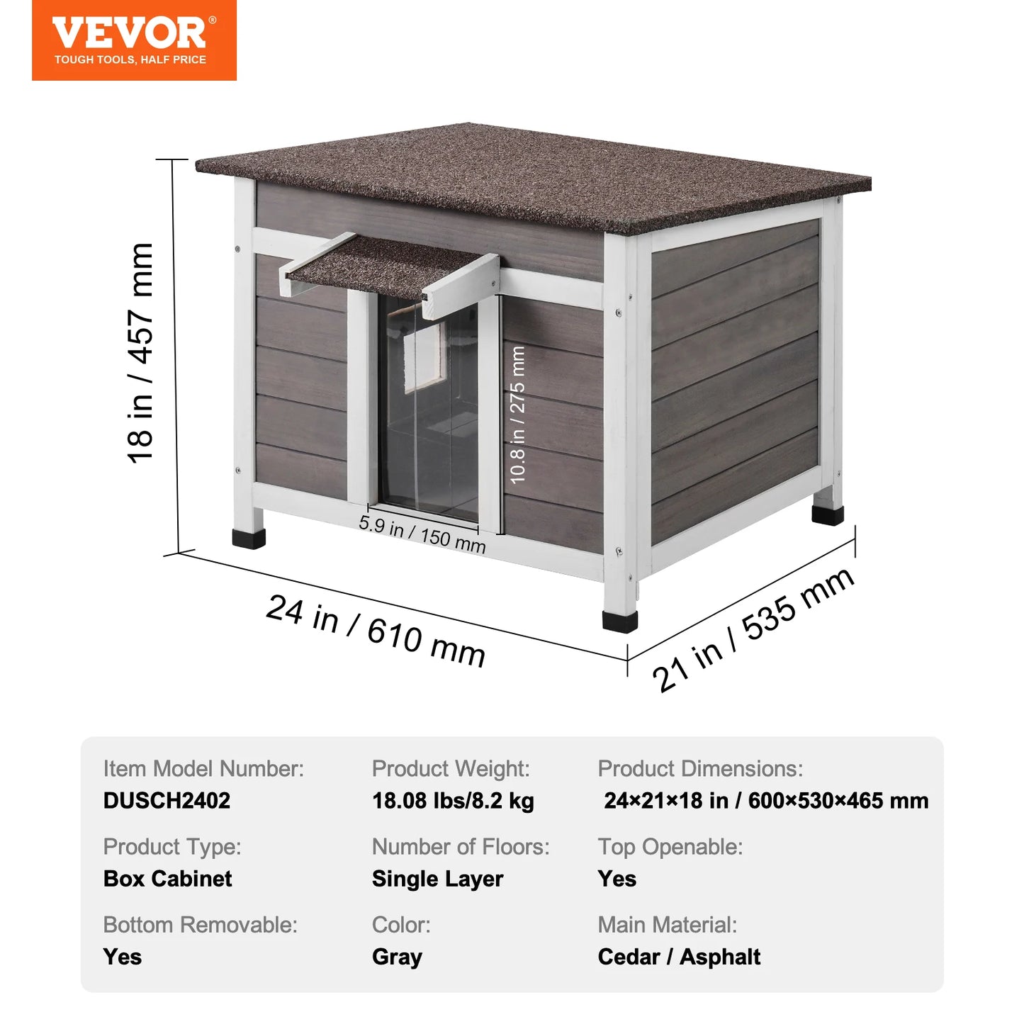 SucceBuy Outdoor Cat House Weatherproof Wooden Shelter Foam Insulated