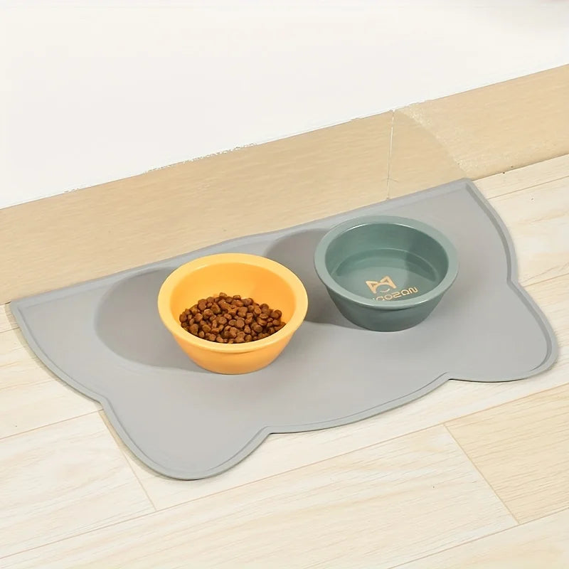 Thin Silicone Waterproof Pet Feeding Mat With Raised Edge