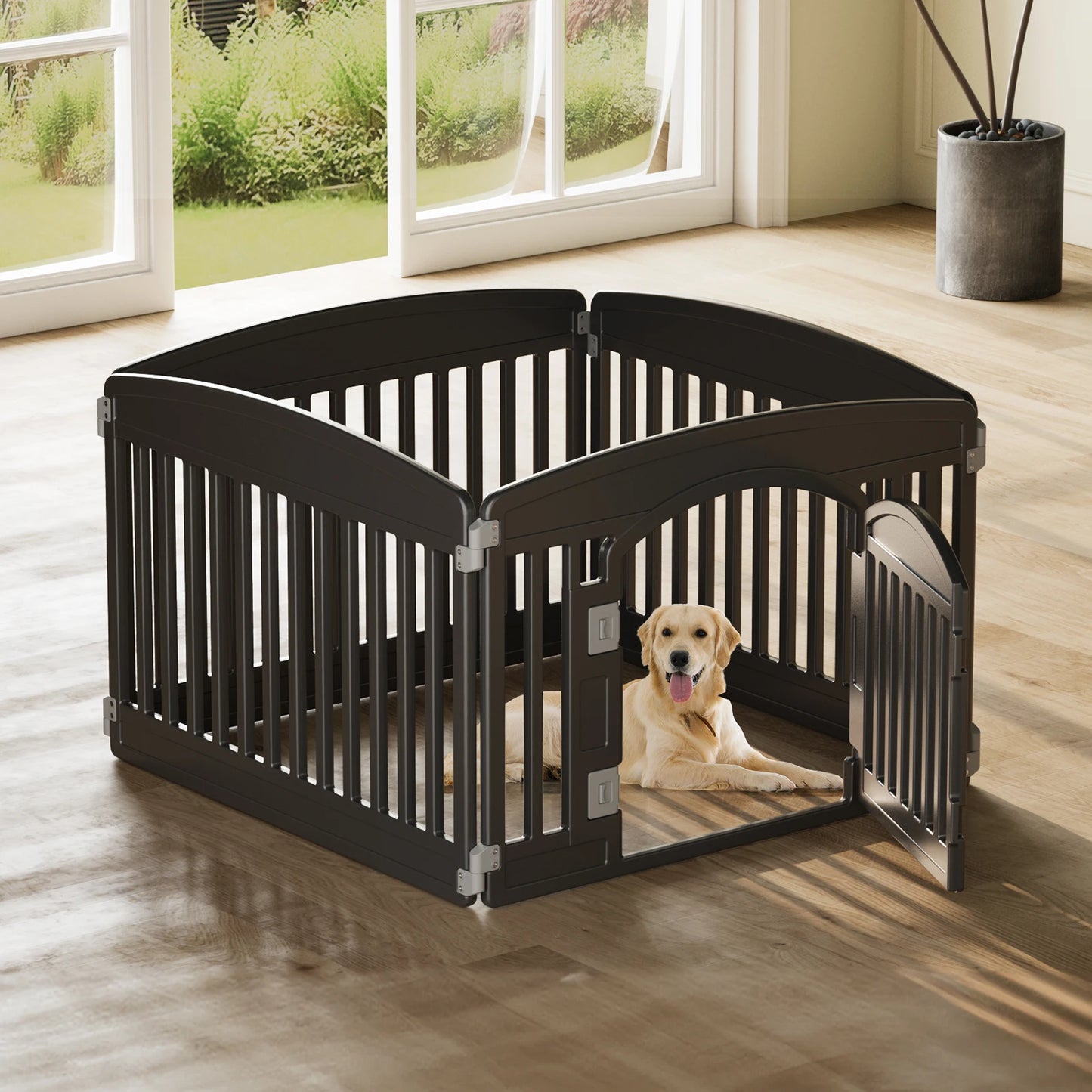JHK Plastic Dog Playpen Expandable Pet Fence Foldable Indoor Outdoor