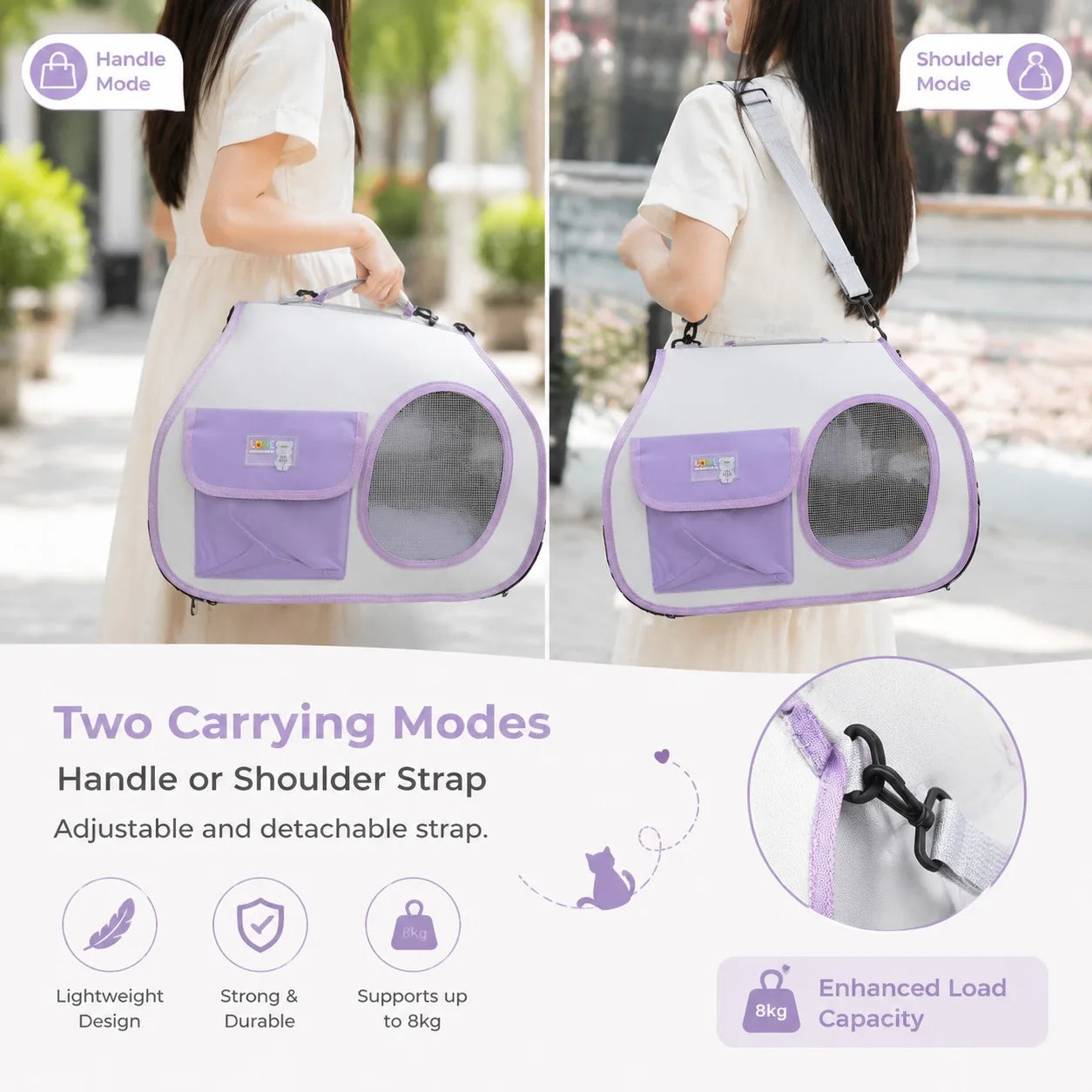 Breathable Cat Carrier Bag For Travel With Clear Window