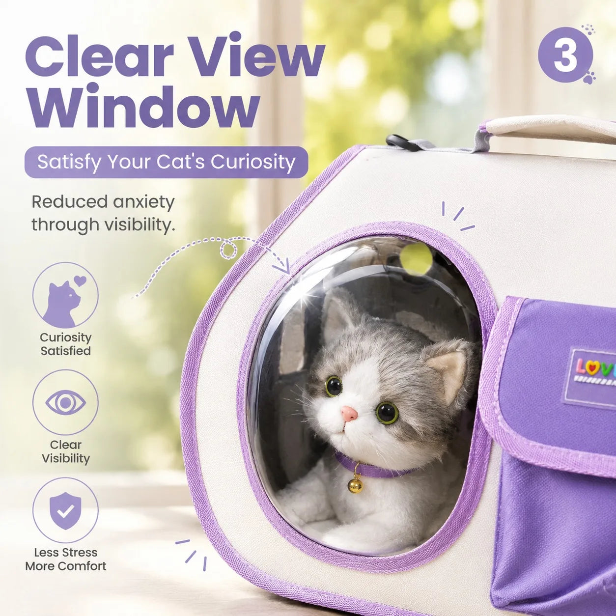 Breathable Cat Carrier Bag For Travel With Clear Window