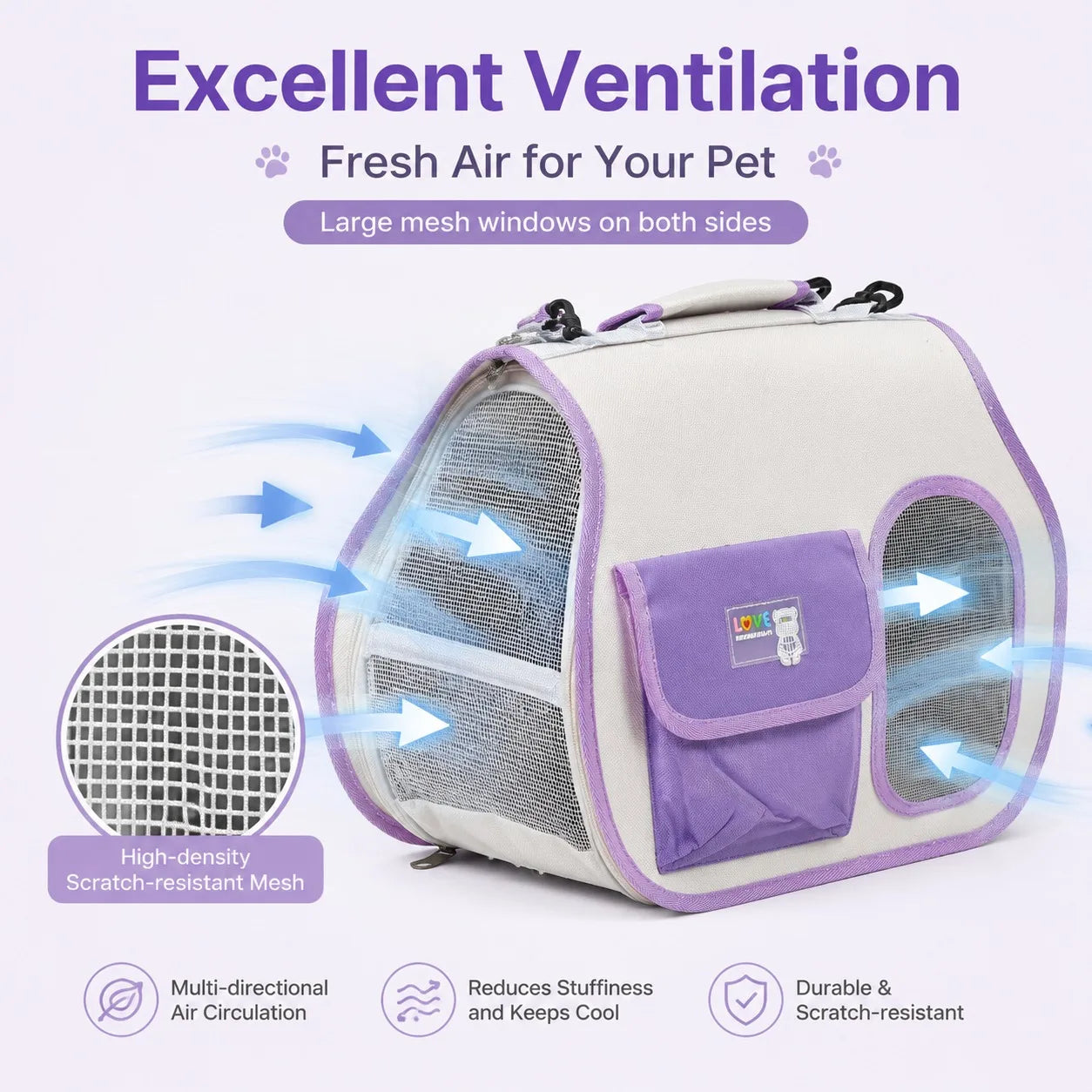 Breathable Cat Carrier Bag For Travel With Clear Window