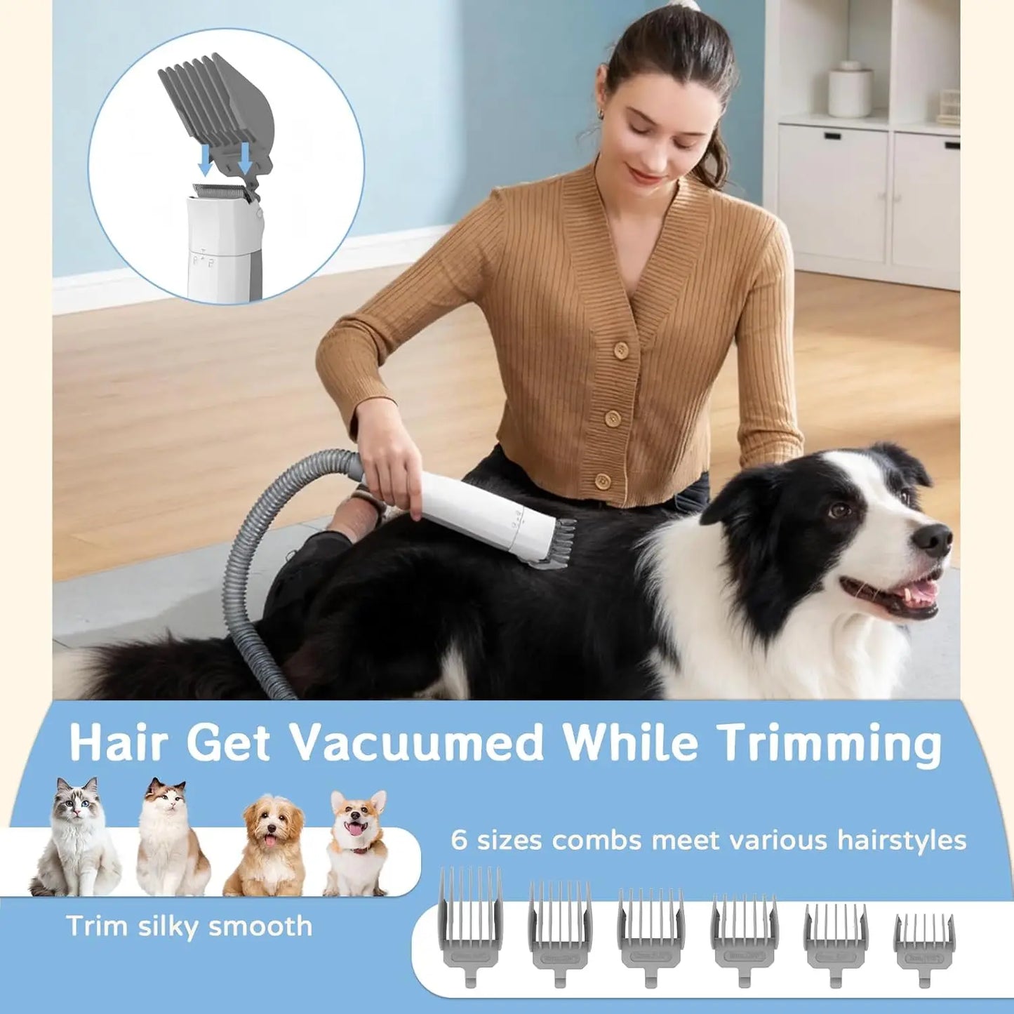Dog Grooming Vacuum Kit 7 In 1 For Shedding Tools
