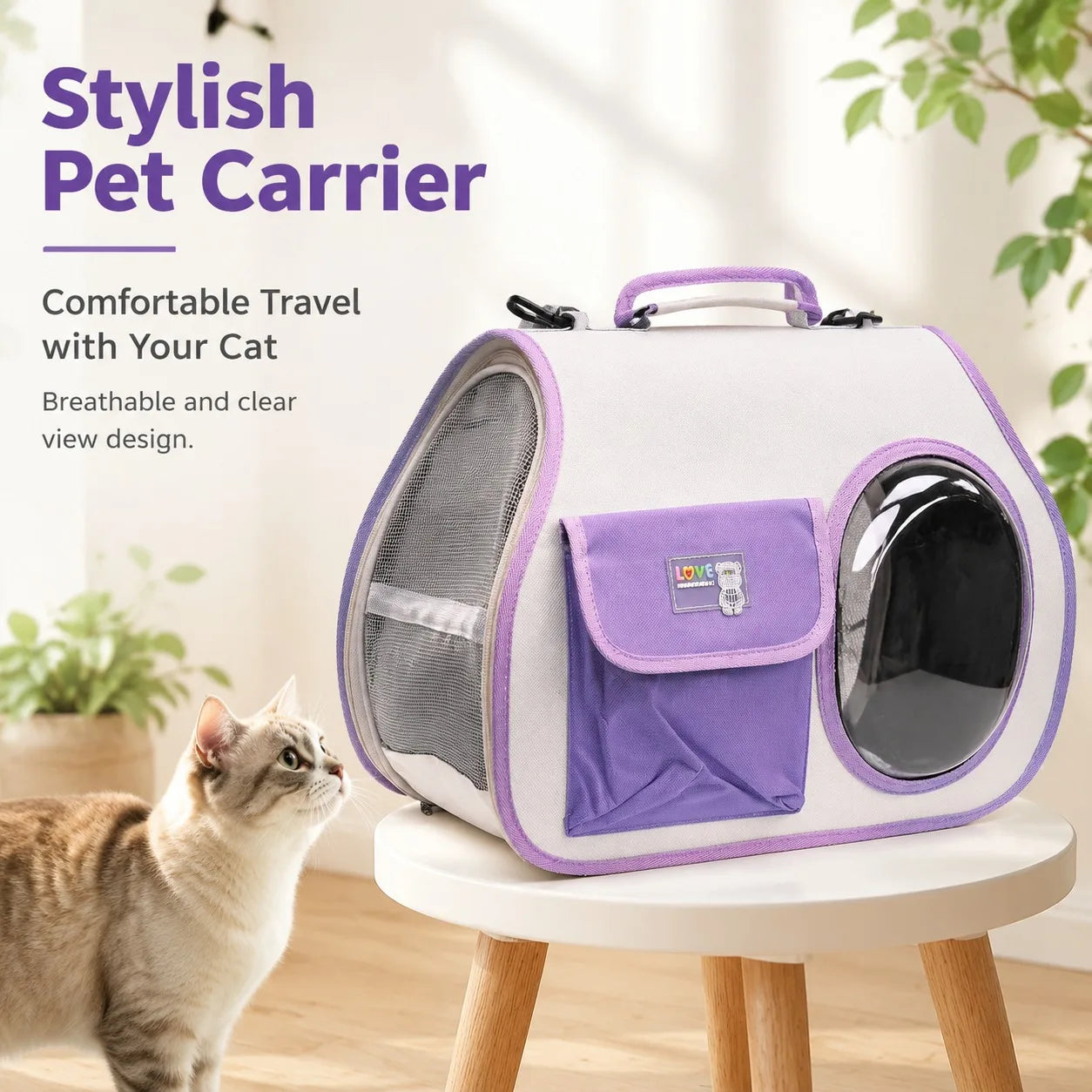 Breathable Cat Carrier Bag For Travel With Clear Window