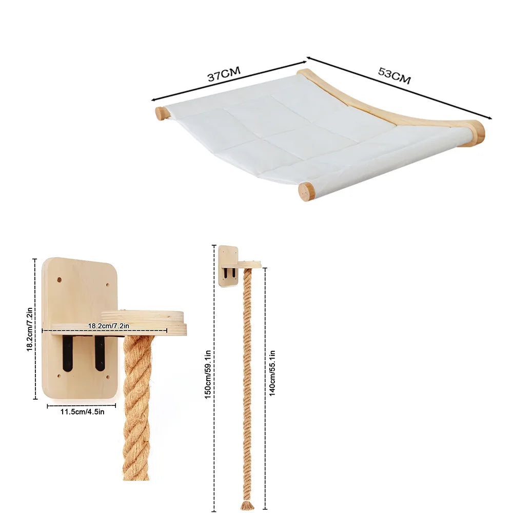 CWV Wall Mounted Cat Hammock With Sisal Scratching Perch