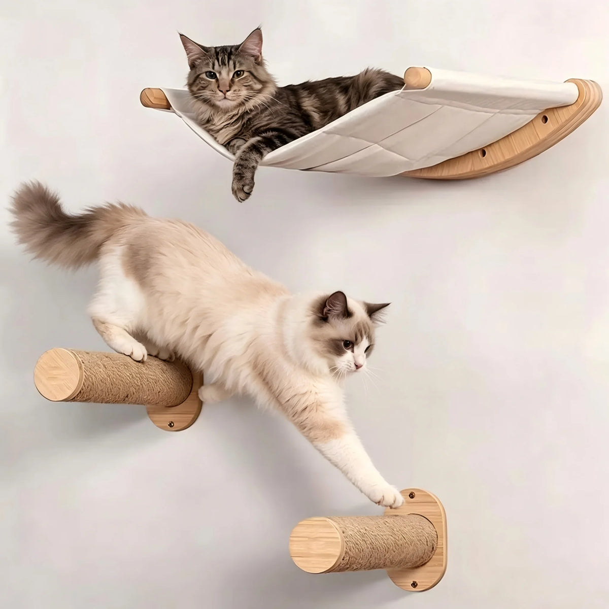 CWV Wall Mounted Cat Hammock With Sisal Scratching Perch