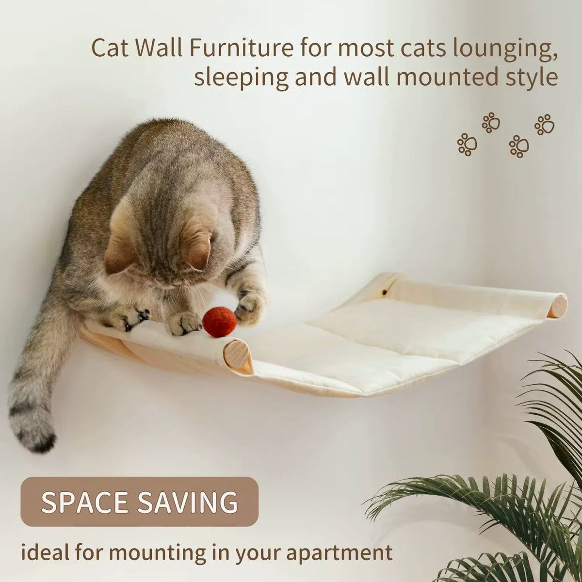 CWV Wall Mounted Cat Hammock With Sisal Scratching Perch