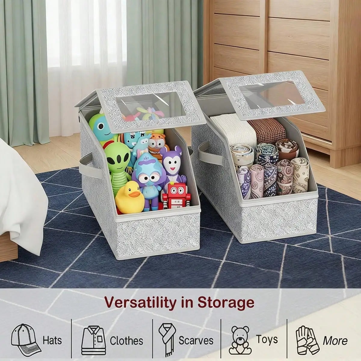 Stackable Hat Storage Box for 12 Hats, Foldable Fabric Organizer