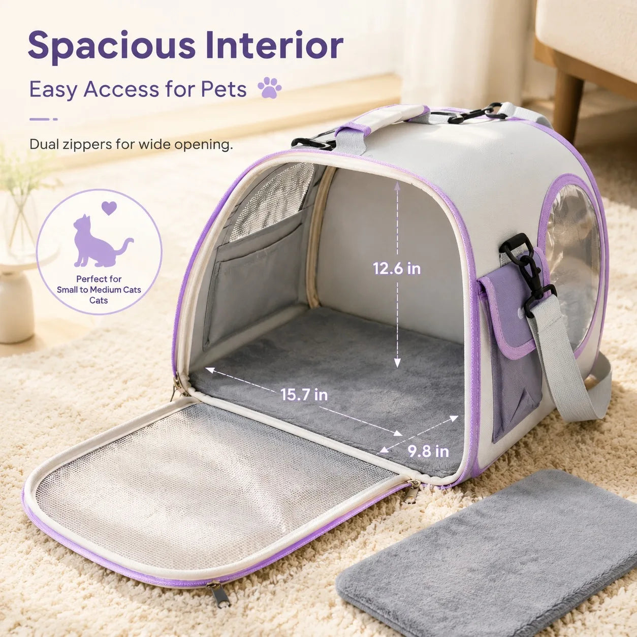 Breathable Cat Carrier Bag For Travel With Clear Window