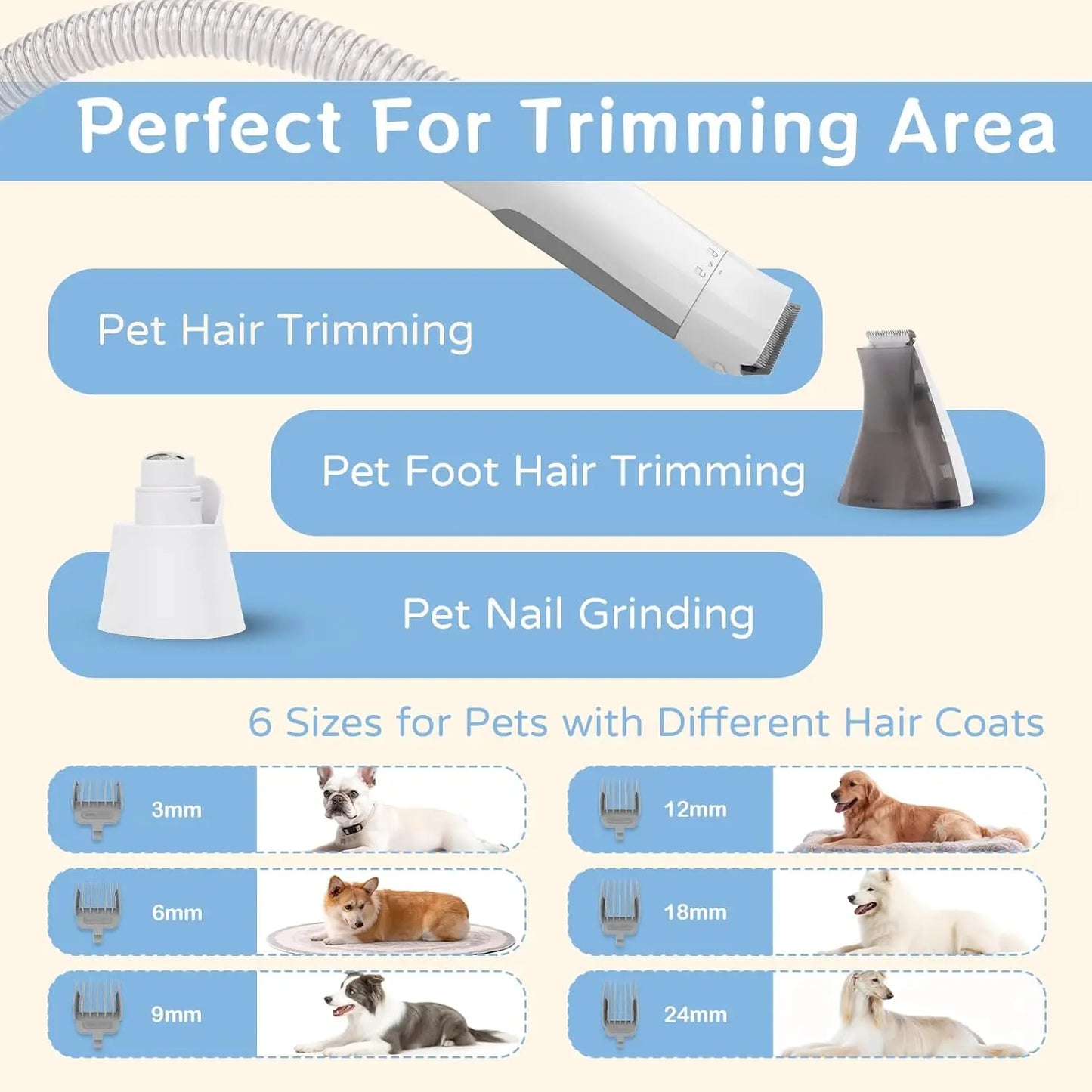 Dog Grooming Vacuum Kit 7 In 1 For Shedding Tools