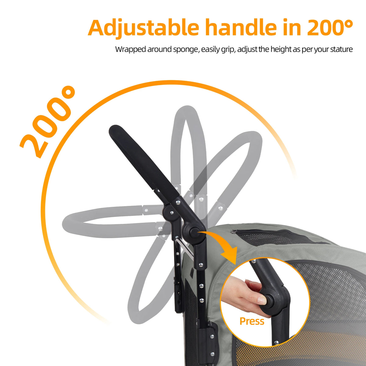 Portable Foldable Pet Stroller With Breathable Carrier