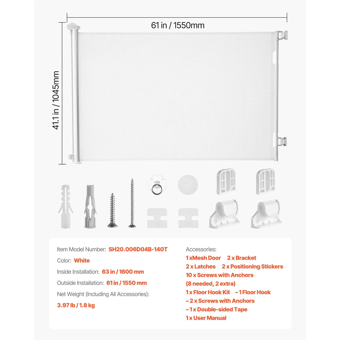 SucceBuy Retractable Baby Gate Featuring Secure Walk Through Barrier