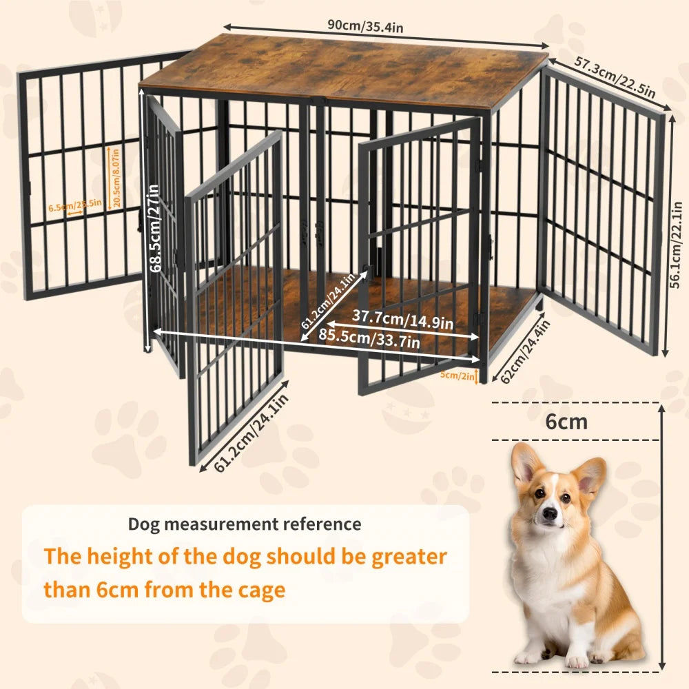 Borwart Double Dog Crate With Removable Divider Furniture Style Kennel