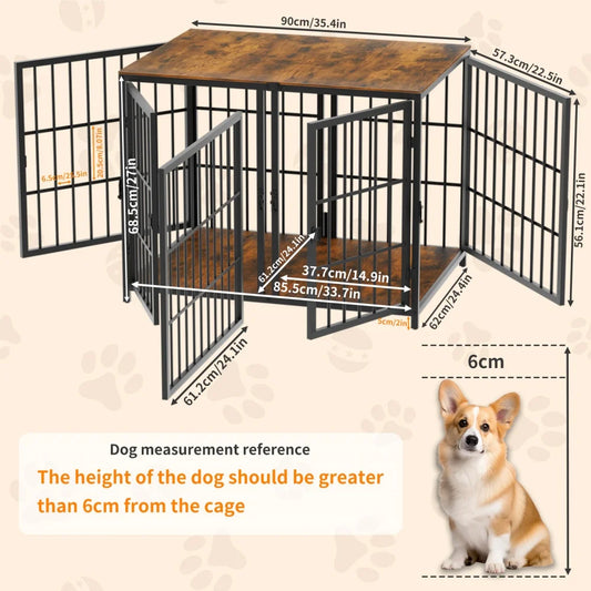 Borwart Double Dog Crate With Removable Divider Furniture Style Kennel