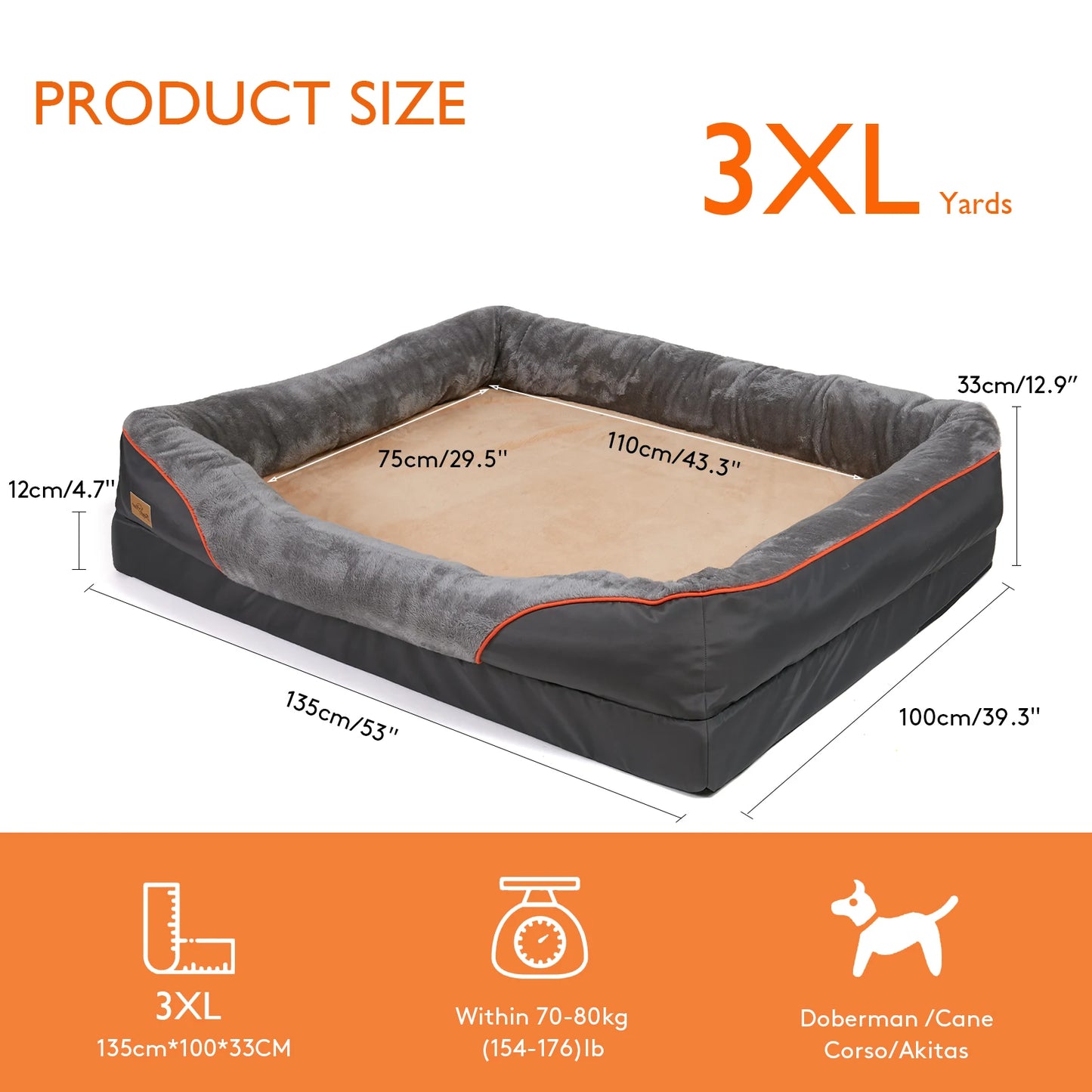 BINGOPAW Dog Bed With Waterproof Anti Allergy Removable Washable Cover