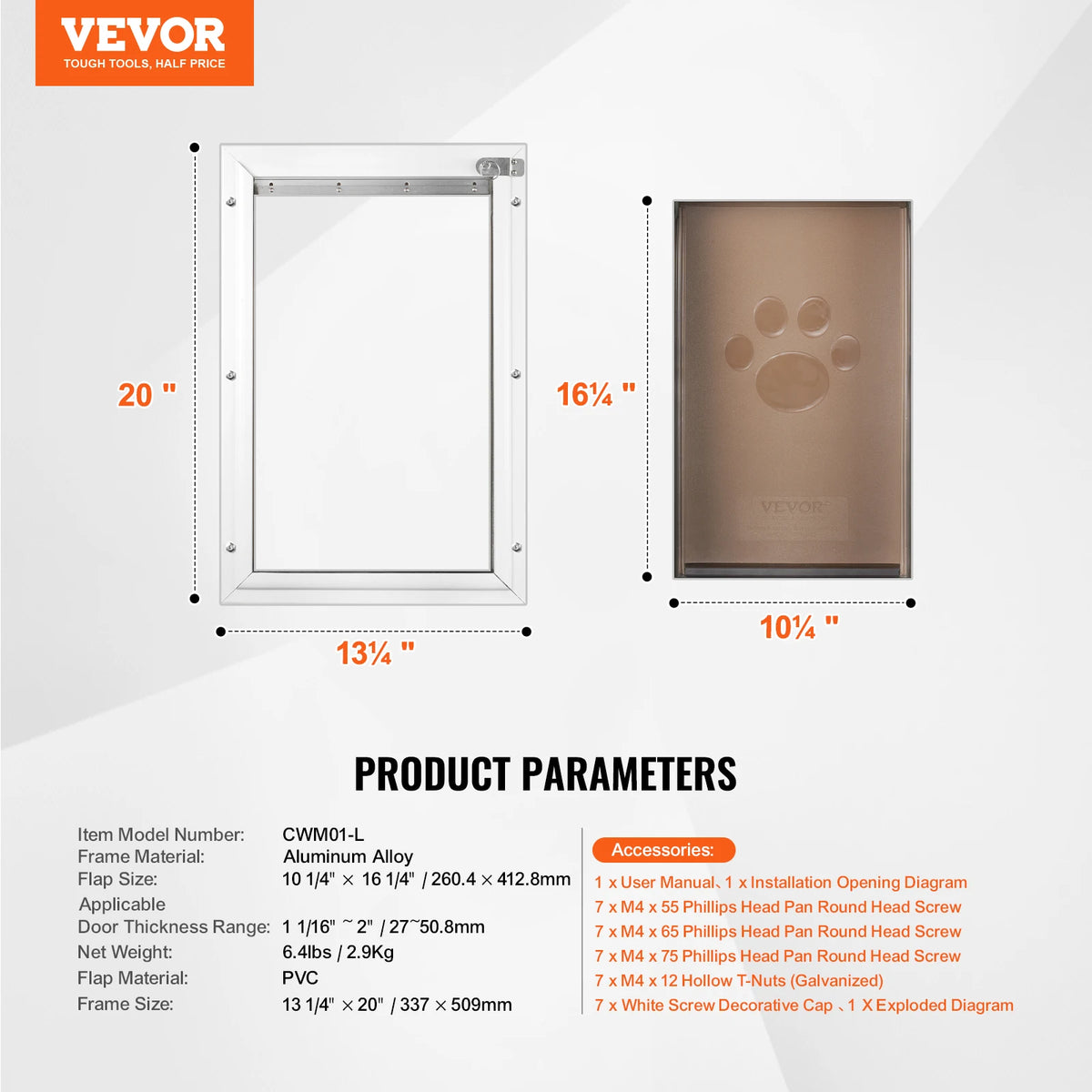 Aluminum Frame Pet Door With Lock And Weatherproof Flap System