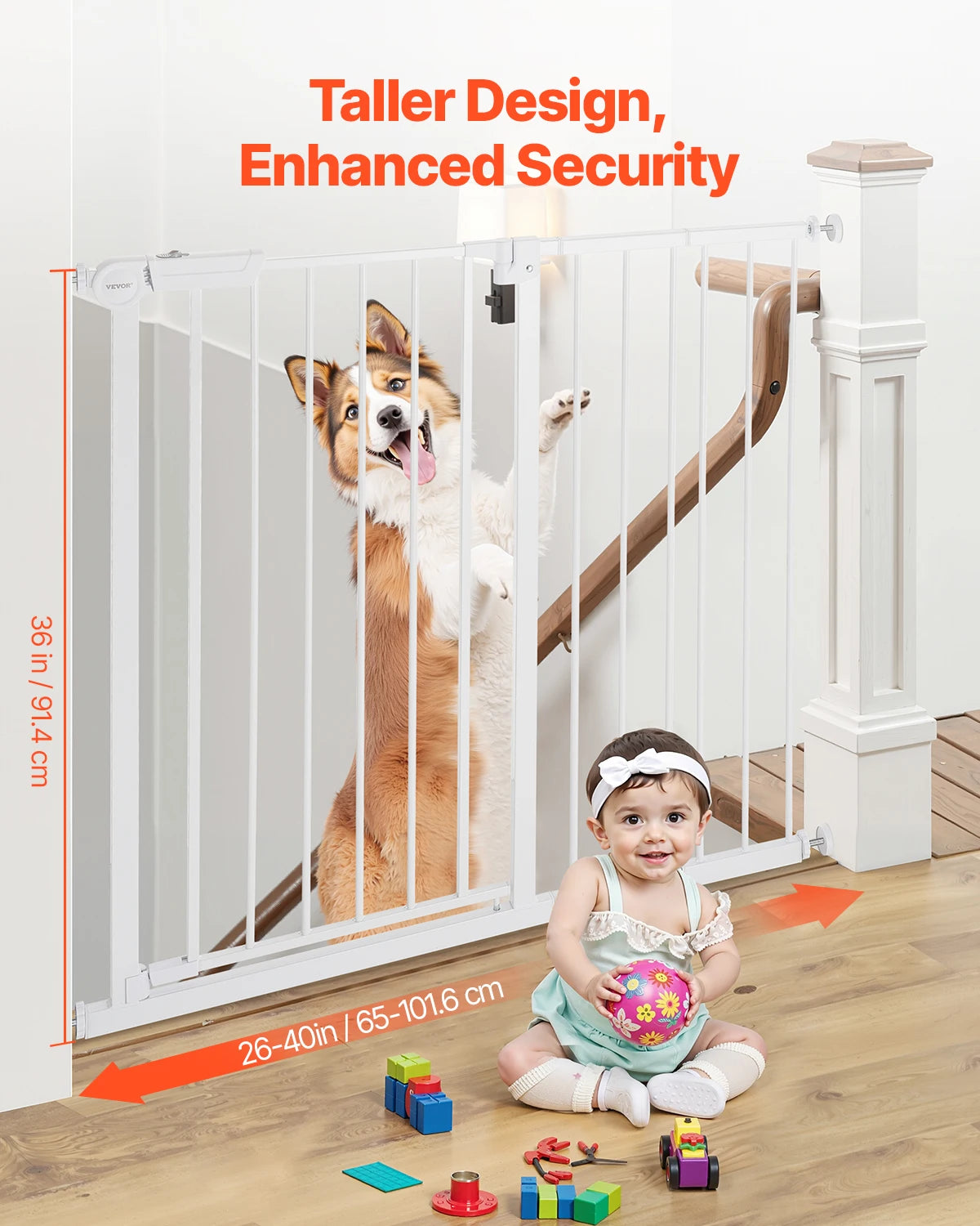 SucceBuy Pressure Mount Baby Gate With Easy Step Walk Thru