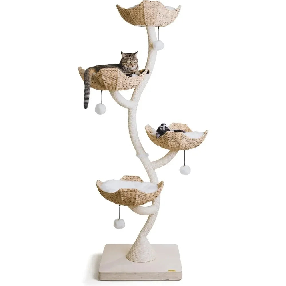 XMSJ Modern Cat Tree For Large Cats With Four Tiers