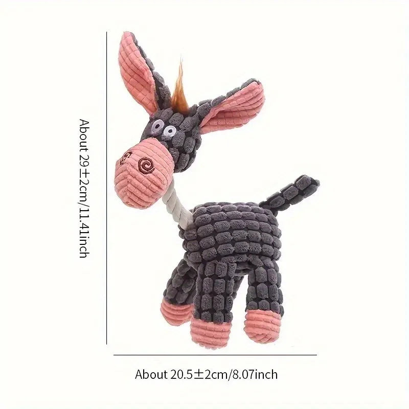 Plush Squeaky Puppy Chew Toy Donkey Design For Small Dogs
