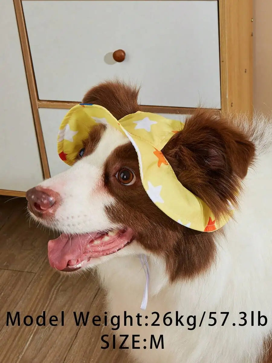 Polyester Sunflower Windproof Dog Hat With Ear Exposed Design