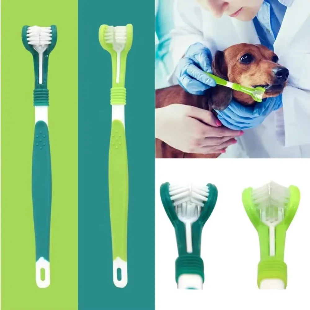 Three Sided Pet Toothbrush For Comprehensive Dental Care