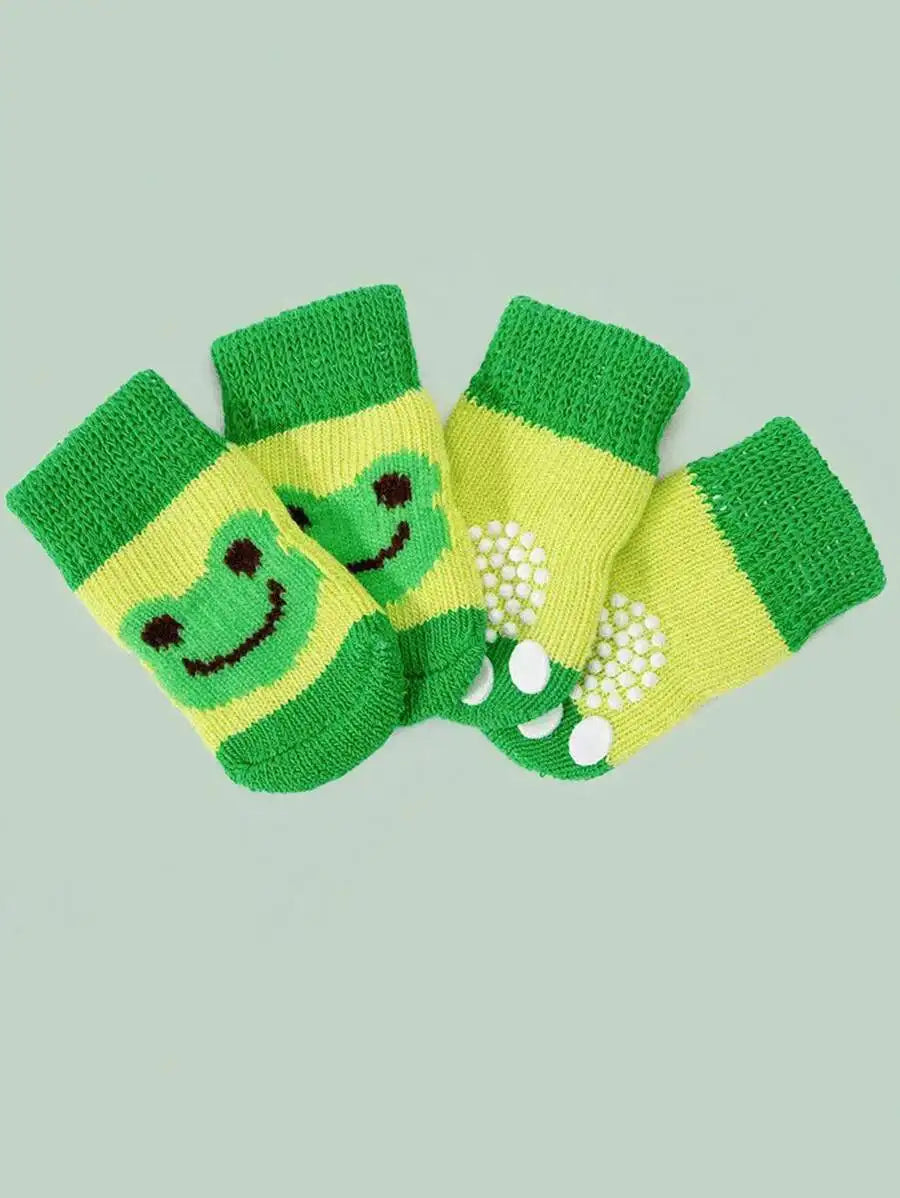 Cartoon Smiling Pet Socks Non Slip For Dogs And Cats