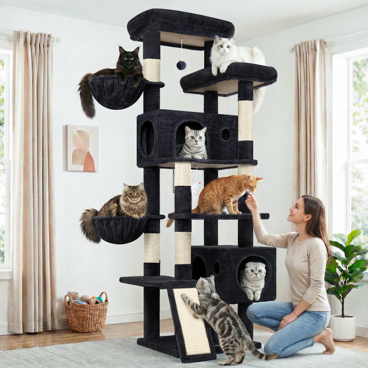 GLOBLAZER Multilevel Cat Tree With Condos And Hammocks