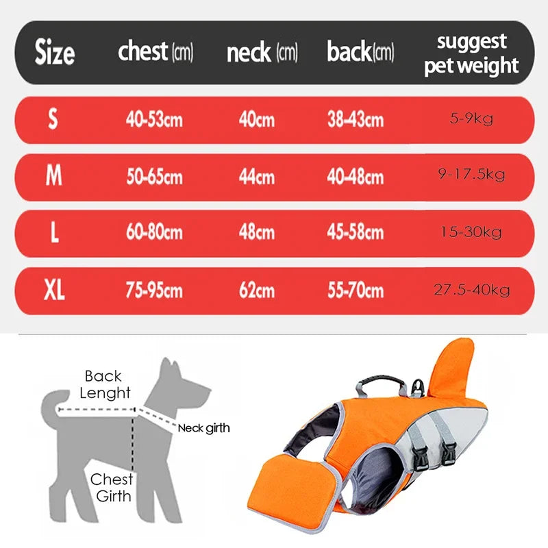 New Pet Dog Life Vest Shark Fin Shape Swimming Vest