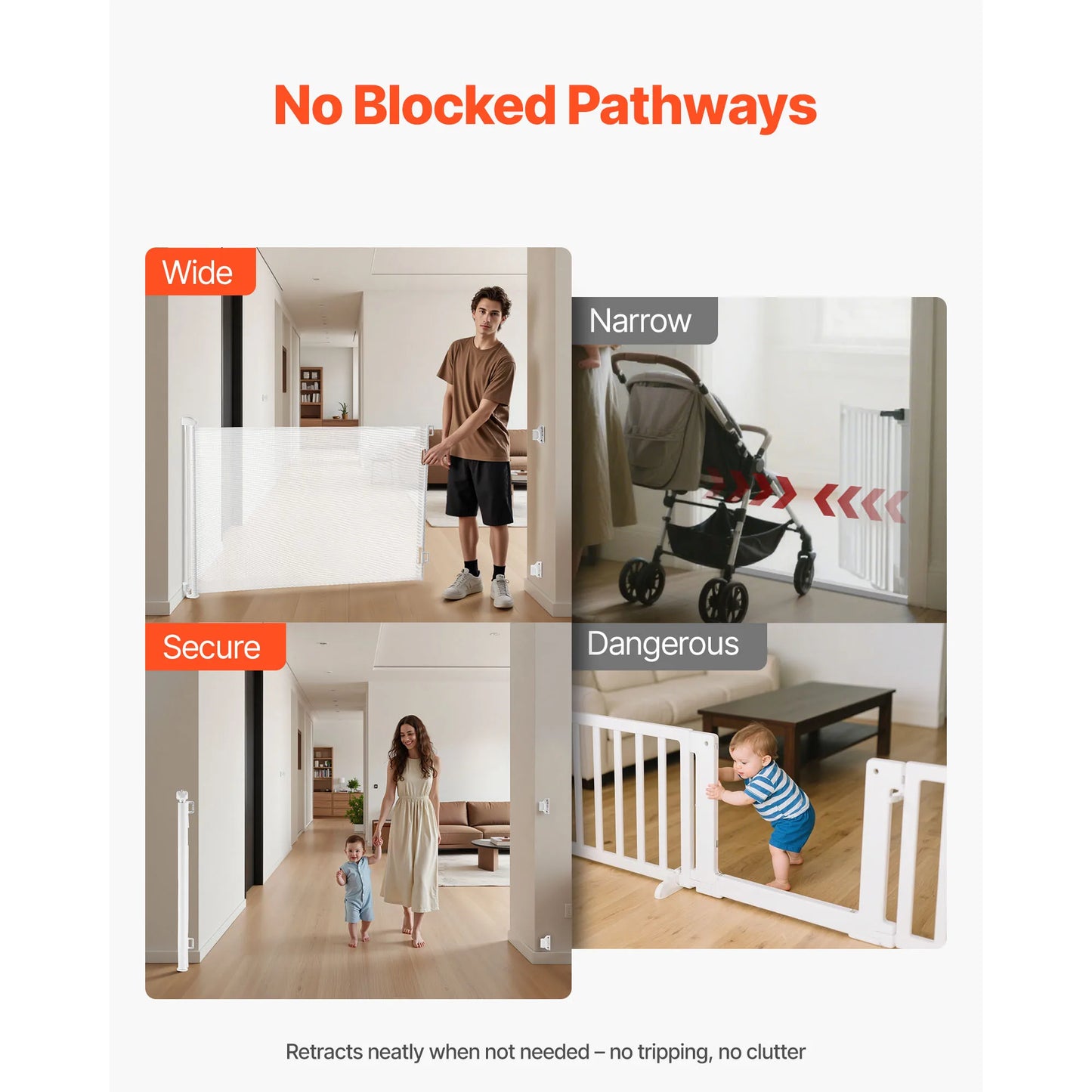 SucceBuy Retractable Baby Gate Featuring Secure Walk Through Barrier